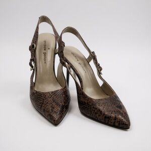 Andrew Geller Tan Snakeskin Slingback Heels – Size 7.5